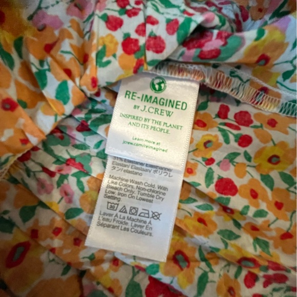 J. Crew Smocked Ribbon Tie Floral Women’s Tank Top‎ Sz M  Boho Cottagecore Girly - Picture 5 of 7